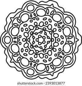 Abstract black and white circular mandala pattern on a white background. Illustration abstract designs.