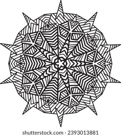 Abstract black and white circular mandala pattern on a white background. Illustration abstract designs.