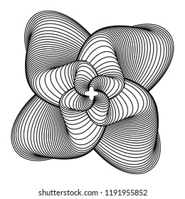 Abstract black and white circular pattern. Geometric pattern with visual distortion effect. Optical illusion. Op art. Guilloche for money, certificates, diplomas. Сoloring book