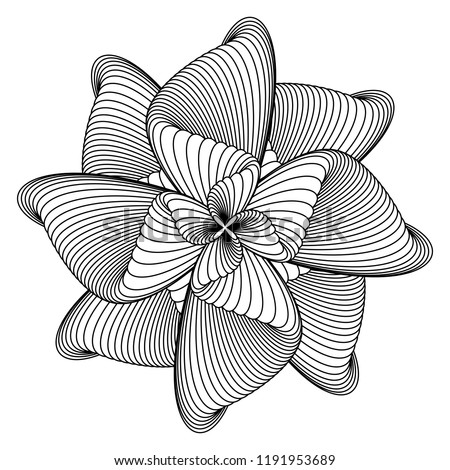 Abstract black and white circular pattern. Geometric pattern with visual distortion effect. Optical illusion. Op art. Guilloche for money, certificates, diplomas.Coloring book