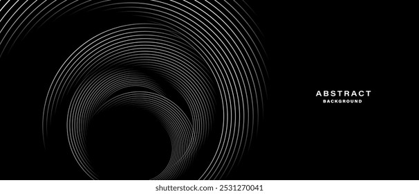 Abstract Black and White Circular Wave Lines. Vector illustration.