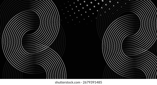 Abstract Black and White Circular Wave Lines. Vector illustration design element in the concept of technology, modern.