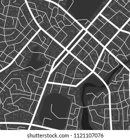 Abstract black and white city map. City residential district scheme. City district plan. Vector illustration