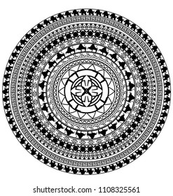 abstract black white colored image of circle consisting of lines and figures
