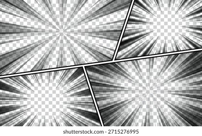 Abstract black and white comic cartoon with set.