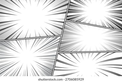 Abstractas Plantilla de arte de fondo de página de cómic en blanco y negro.