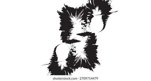 Composição abstrata em preto e branco com orgânico, Spiky e dy