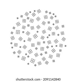 Abstract black and white composition, patch part construction, creative text frame surface, figure logo icon, EPS10 image. Geometric monochrome round shape