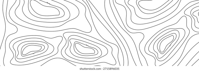 Las Abstractas líneas de contorno en blanco y negro forman Formas orgánicas redondeadas, creando un patrón minimalista similar a un mapa topográfico, ideal para fondos de Diseño gráfico o texturas visuales modernas.