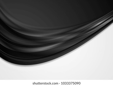 Abstract black and white contrast wavy background. Vector design