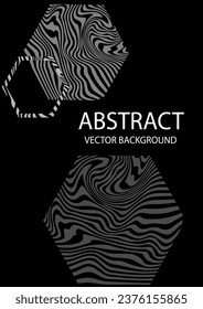 Abstract black and white cover. Polygons with curved lines inside. Minimalistic creativity and art in futuristic style. Booklet, flyer and leaflet. Cartoon flat vector illustration