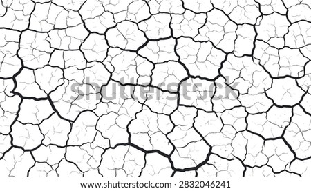 Abstract black and white cracked soil and mud texture background