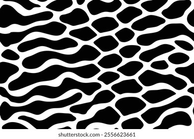 "Abstract Black and White Crocodile Skin Pattern - Seamless Exotic Animal Print for Creative Design"