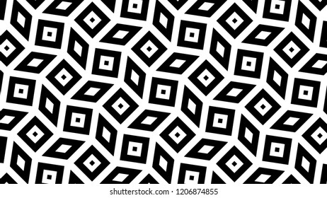 Abstract Black and white cubes illusion  background 