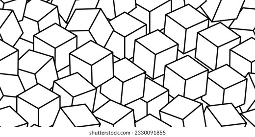 abstract black white cubes seamless pattern