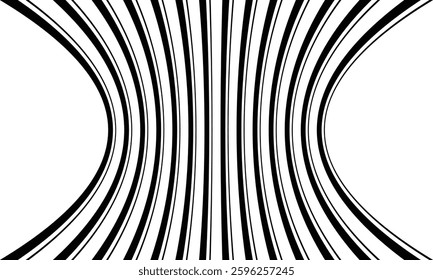 abstract black white curved pattern and optical illusion effect.