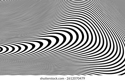 Abstract Black and White Curved Stripes, Digital Art , Black and White , Stripes , Abstract Vector Background