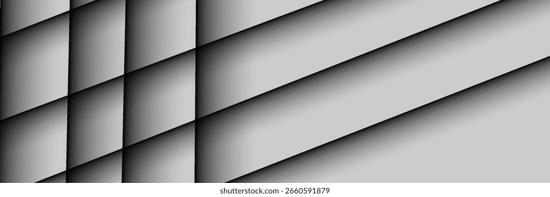 Abstract black and white dark gray background. Geometric pattern shapes. Lines, triangles, polygons, angles. Gradients. Shadows. Matte. 3D effect. Rough and dull texture. Design. Template.