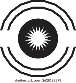 Abstraktes Schwarz-Weiß-Design mit einem zentralen Sternzeichen