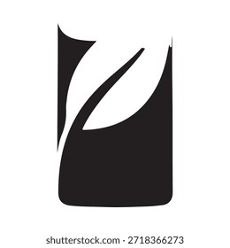 Abstractas diseño en blanco y negro con forma de hoja curva o pétalo