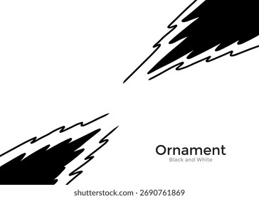 Abstract black and white design with jagged, lightning-like shapes emanating from corners, creating a dynamic and minimalist pattern.