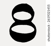 Abstract black and white design resembling the number eight. The bold, black figure-eight shape stands out against a white background, creating a striking visual. Vintage font isolated vector.