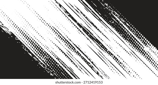 Traçados diagonais abstratos em preto e branco criam textura monocromática dinâmica para projetos de design eps10