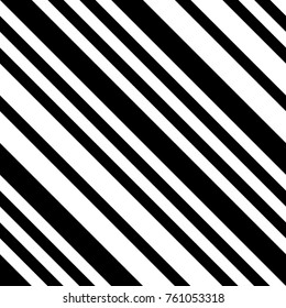 Abstract Black and White Diagonal Striped Seamless Pattern, Vector Parallel Slanting, Oblique Lines Texture