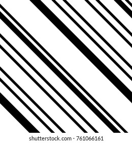 Abstract Black and White Diagonal Striped Seamless Pattern, Vector Parallel Slanting, Oblique Lines Texture