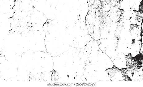Abstract Black White Distressed Wall Texture, Cracked and Peeling Paint Grunge Surface