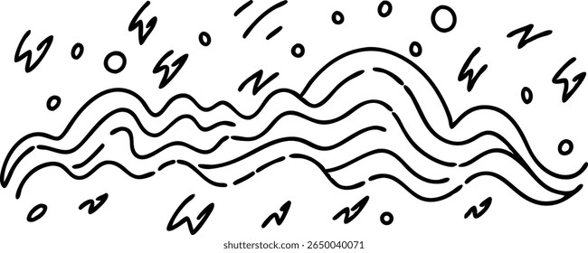 Abstract black and white doodle elements
