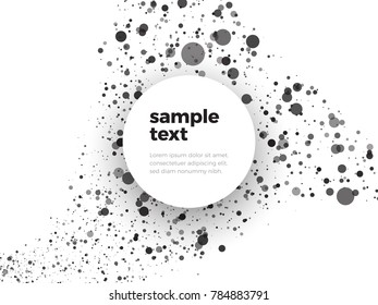 abstract black and white dotted background with label