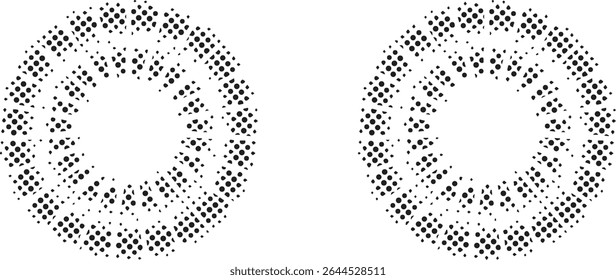 Abstract black and white dotted circular design