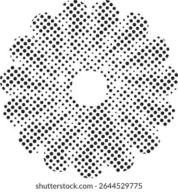 Abstract black and white dotted flower design