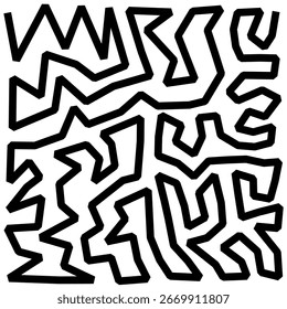 Abstract black and white dotted line pattern with organic flow. Modern minimalist design suitable for backgrounds, textiles, and tshirt prints.