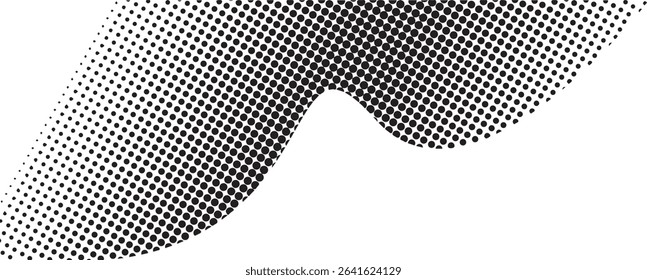 Abstract black and white dotted wave design
