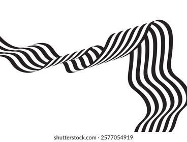 abstract black and white dynamic stripes wave pattern textured design cover background