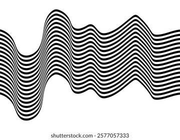 abstract black and white dynamic stripes textured wave pattern design cover background