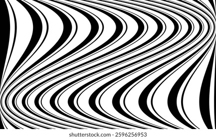 abstract black white dynamic wave pattern and optical illusion effect.