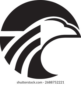 Abstract black and white eagle head logo design