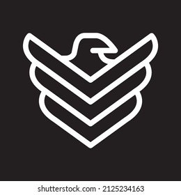 Abstrakter schwarz-weißer Adler, Linienfarbe, mächtiges Adlerlogo, Adler-Logo, Vektorgrafik
