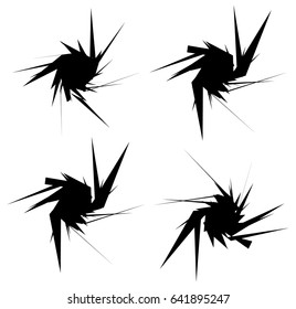 Abstract black and white element in circular, radial style