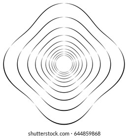 Abstract black and white element with distortion. Geometric shape