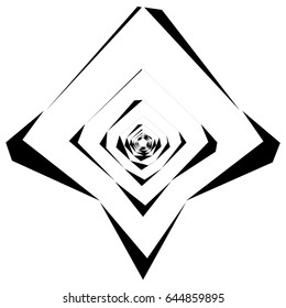 Abstract black and white element with distortion. Geometric shape