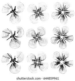 Abstract black and white element with distortion. Geometric shape