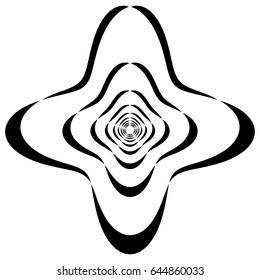 Abstract black and white element with distortion. Geometric shape