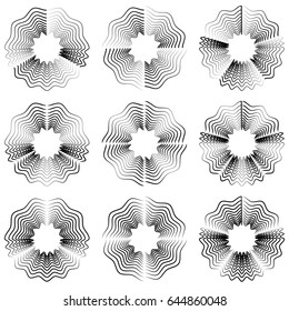 Abstract black and white element with distortion. Geometric shape