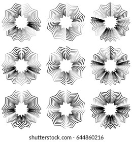 Abstract black and white element with distortion. Geometric shape