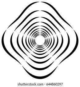 Abstract black and white element with distortion. Geometric shape