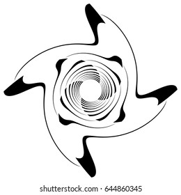 Abstract black and white element with distortion. Geometric shape